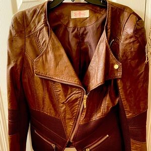 BluDeise Brown Leather Jacket - XL -